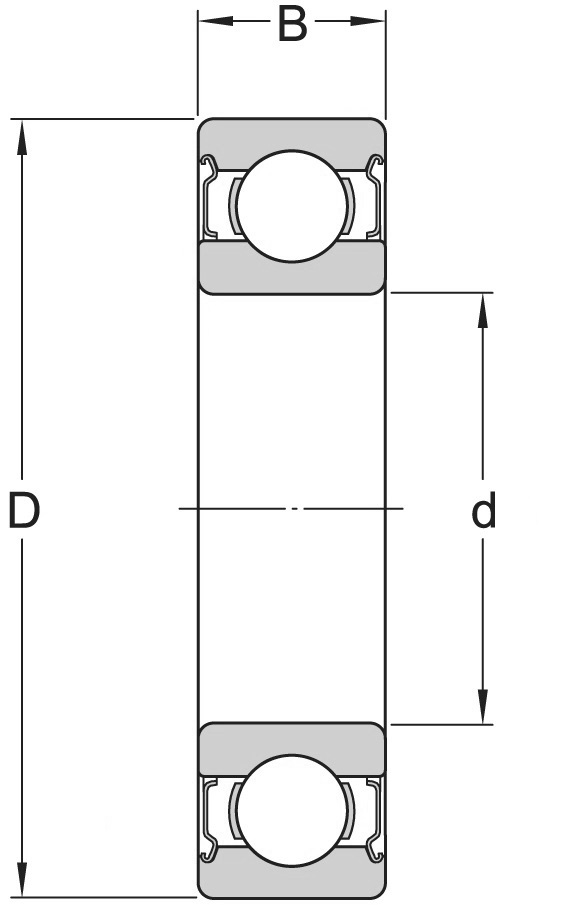 6210 ZZ Rulman Teknik Çizimi